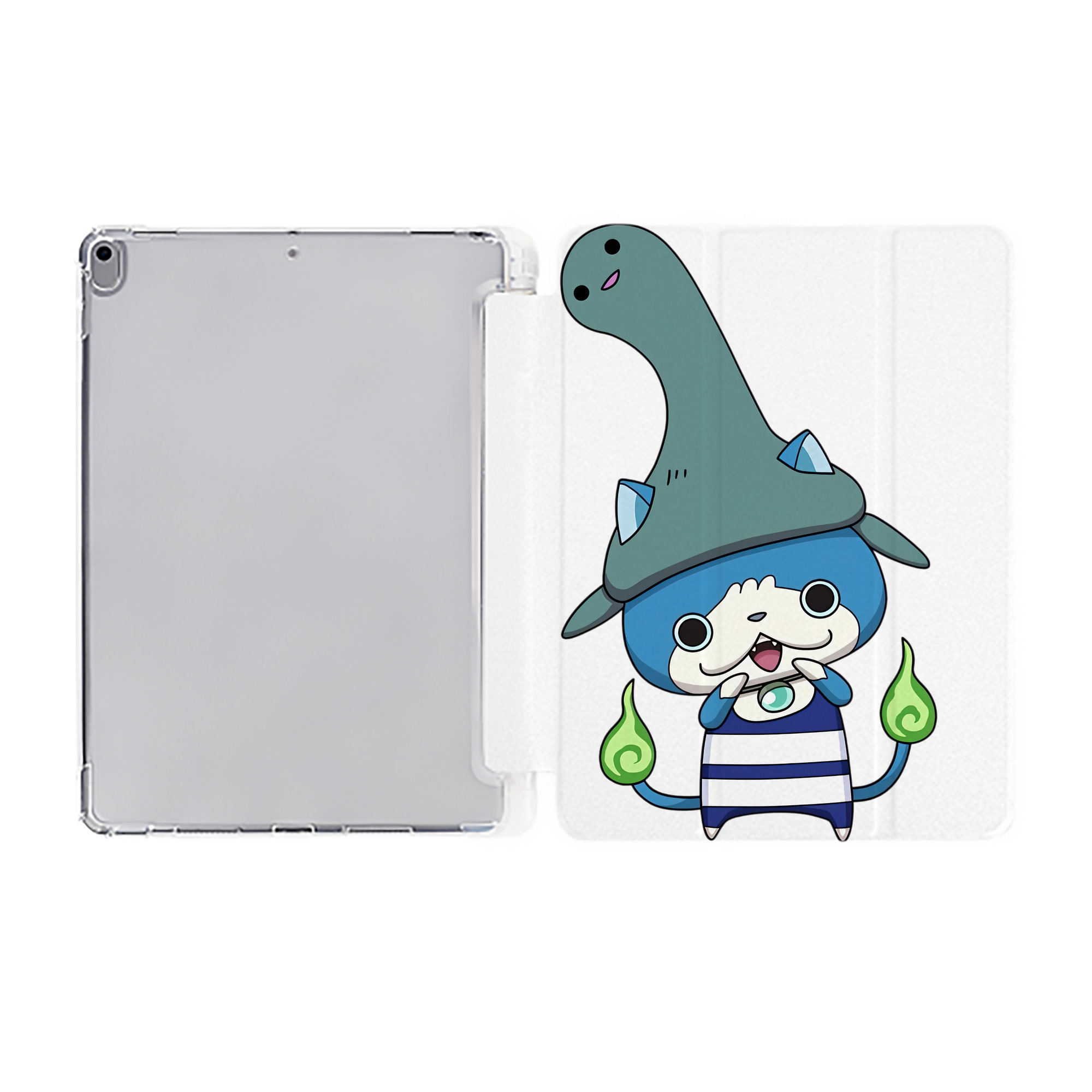（画像用） 妖怪ウォッチ Yo-kai Watch IPad ケース ペン収納付き 三つ折りスタンド PUレザー×シリコン 対応機種9.5/10.5/10.9インチ